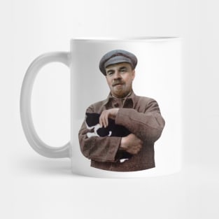 Lenin and a Black and White Cat Mug